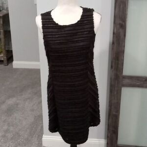 Cynthia Steefe sheer and velvet round neck black dress Size 4 NWT